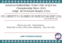 CH. LIBERTYS CALIBRE OF RIZENSTAR (IMP USA)